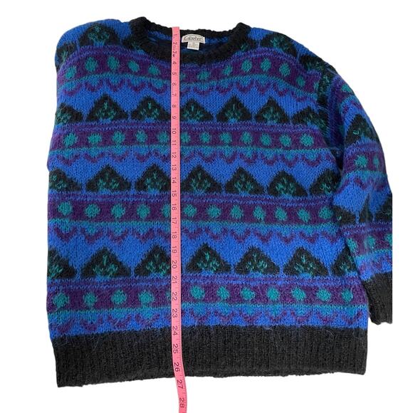 Vintage Gallagher Mohair Blend Geometric Sweater Women's Size Small 80s 90s - Picture 11 of 13